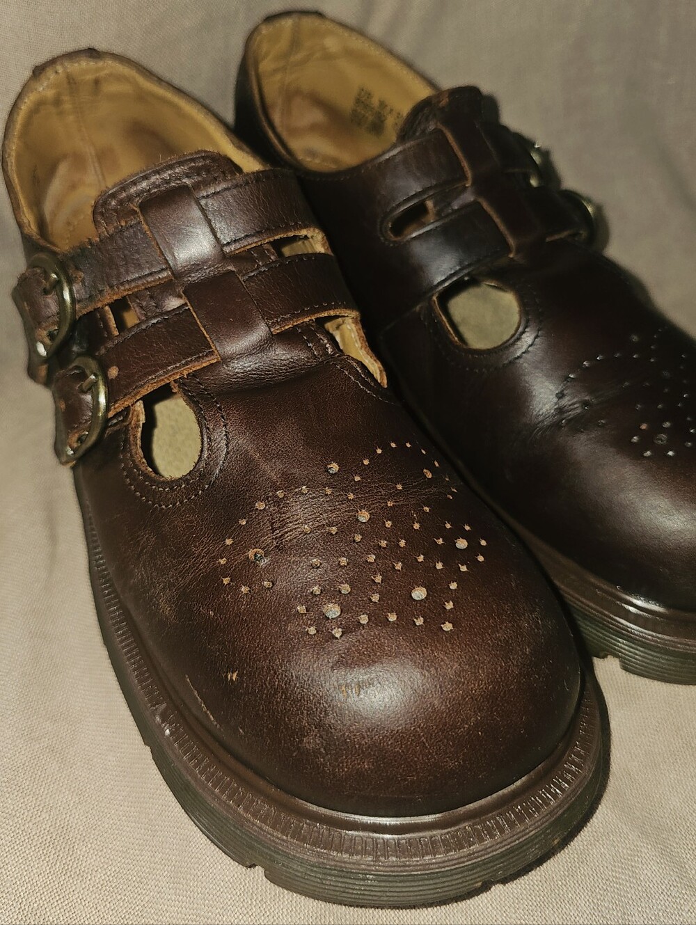 Vintage Dr. Martens 8065 Mary Janes - Made in England - Brown Leather US 7